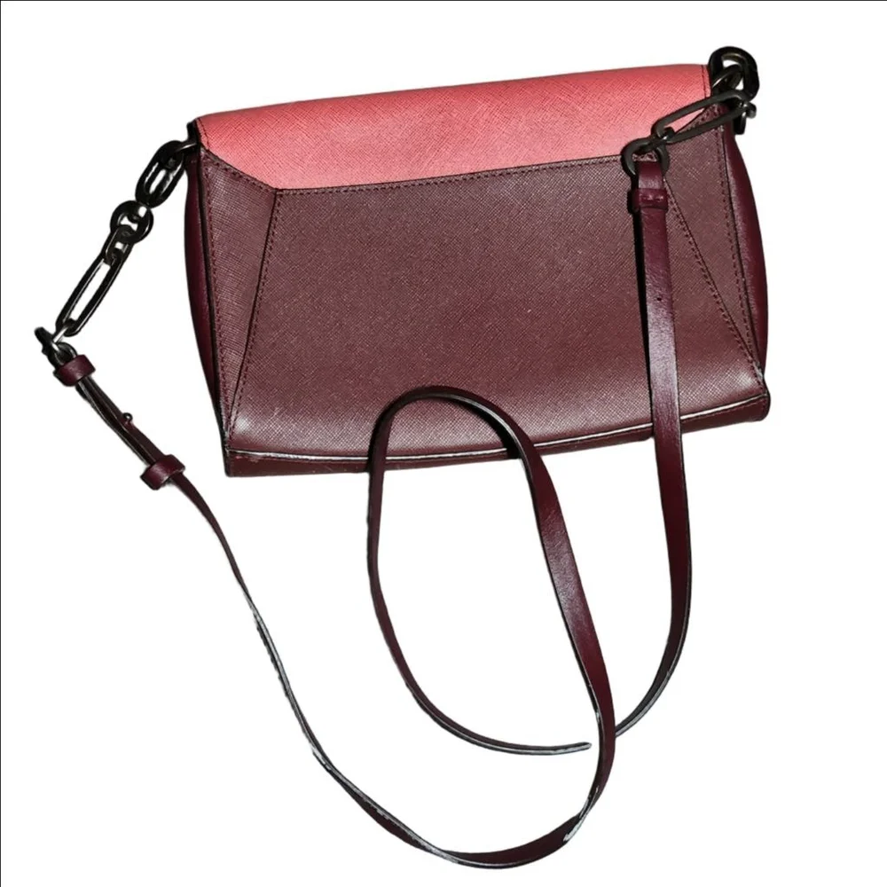 Coach Crosstown Colorblock Leather Crossbody Bag Burgundy - Picture 4 of 12